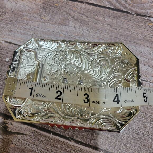 Centenario Cowboy Belt Buckle Western Hebilla Rodeo Silver Rosetone Coin - Picture 7 of 9